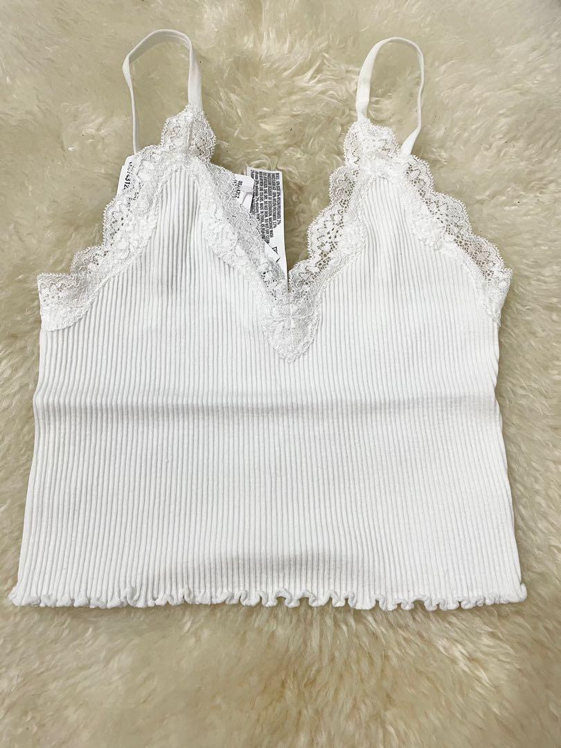 Ribbed Lace Trim Bralette