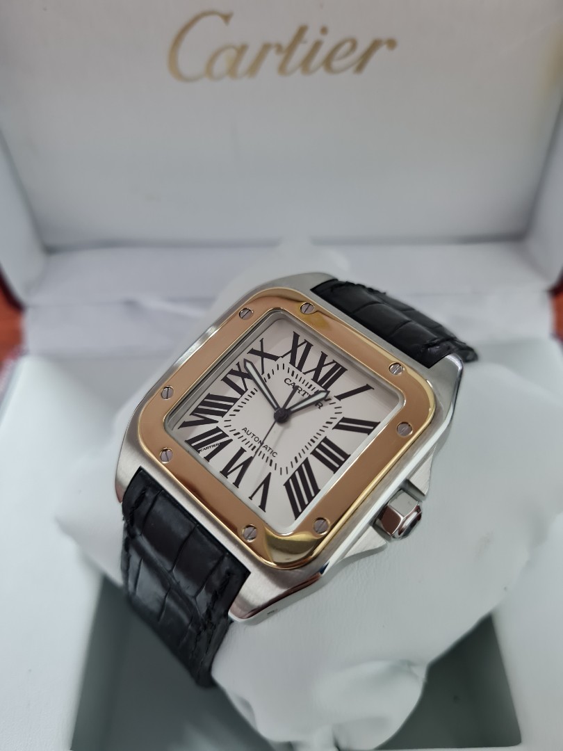 Cartier Santos 100 XL Rose Gold Bezel 38mm 51mm Luxury Watches on Carousell