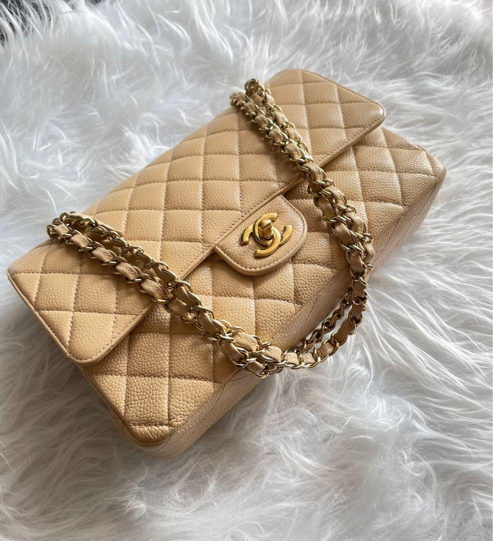 Chanel medium CF beige clair in caviar Women s Fashion Bags Wallets Cross body Bags on Carousell