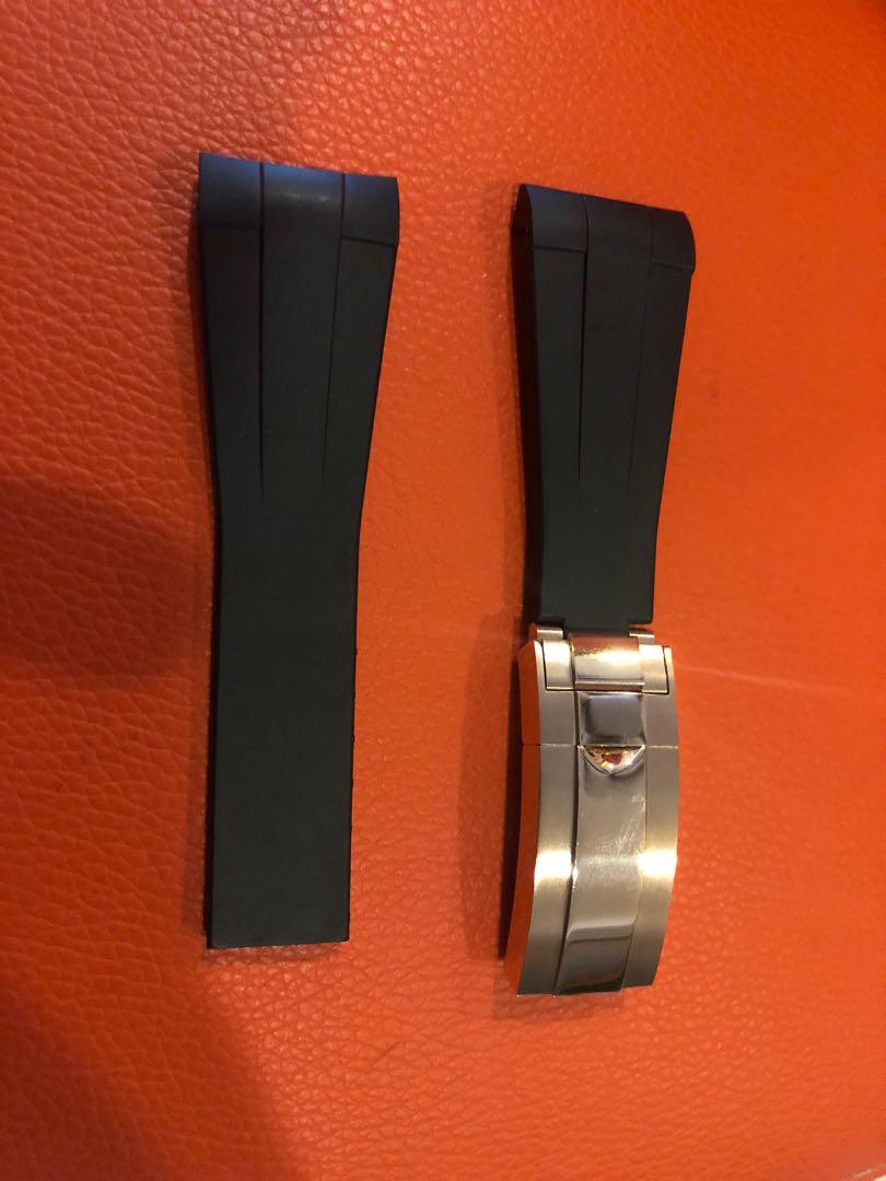 Cheapest**Black rubber strap with rose gold clasp for Rolex, Tudor & Seiko,  Luxury, Watches on Carousell