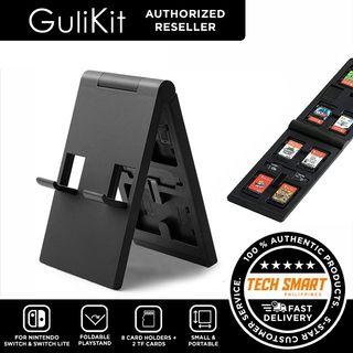 GuliKit Switch Stand Playstand for Nintendo Switch and Switch Lite,with Game Card Case 8 Cards Holder and 2 TF Cards for Travel Carrying, Portable & Thin, Foldable, Adjustable
