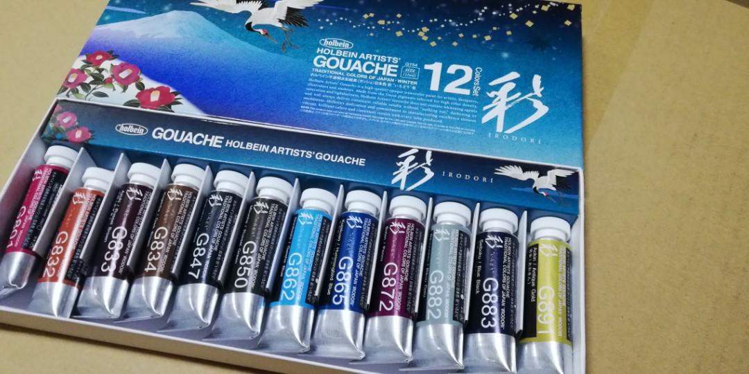 Holbein Artists' Gouache Irodori 12 Colors Set 15ml Tubes [FREE MAGNETIC  HALF PANS & CASE], Hobbies & Toys, Stationary & Craft, Craft Supplies &  Tools on Carousell