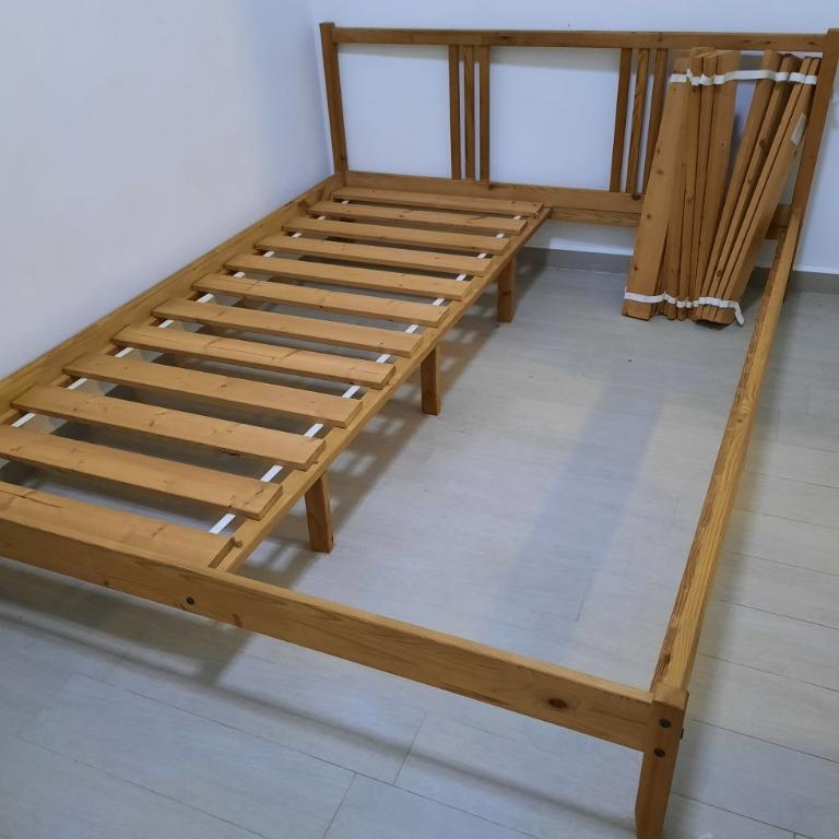 Ikea Fjellse Double Bed, Furniture & Home Living, Furniture, Bed Frames