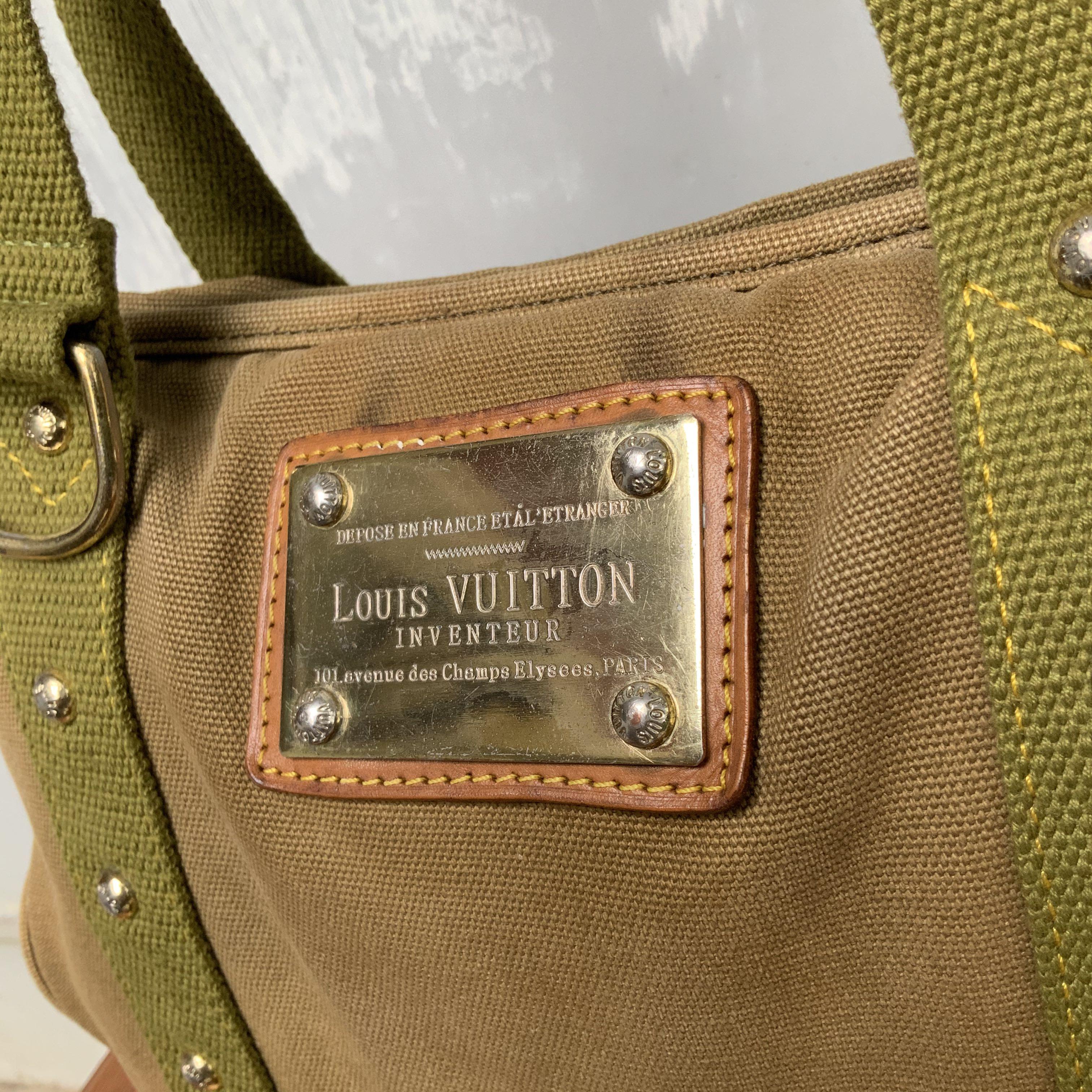 LOUIS VUITTON Antigua Cabas PM Tote Bag White Brown M40036 LV Auth