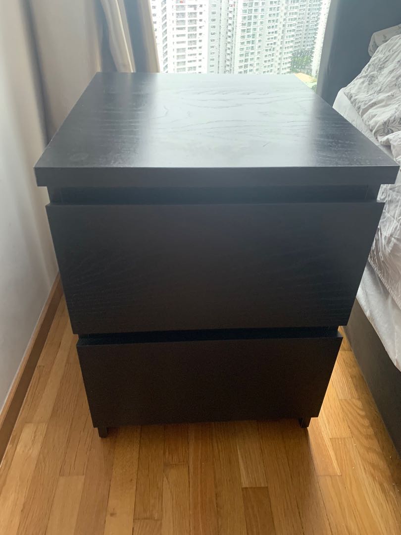 Malm Bedside Drawers - IKEA Black-Brown, Furniture & Home Living ...