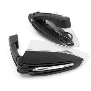 Motorcycle handlebar, hand protector with LED light