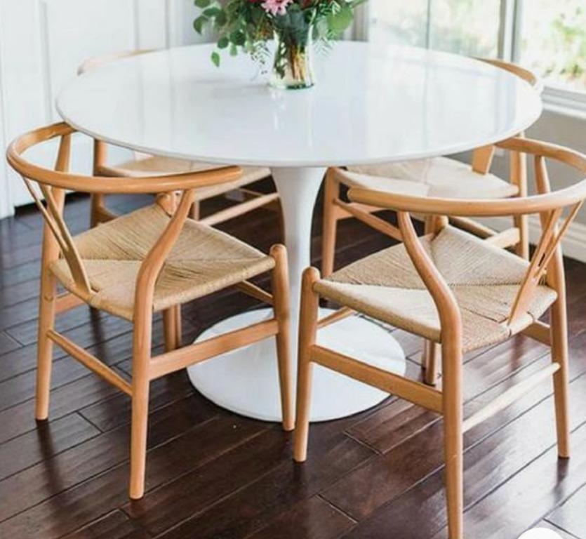 (New) Forty two round dining table white, Furniture & Home Living