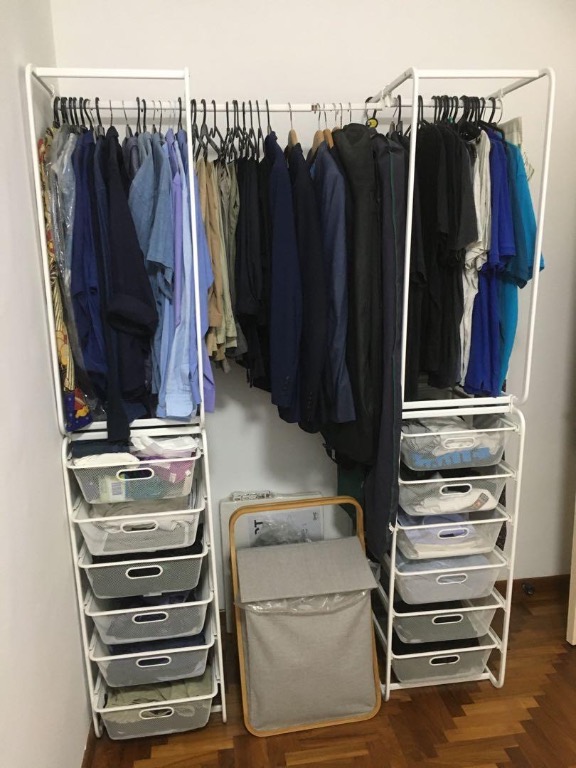 open concept metal wardrobe bedroom storage rack hanger multi purpose furniture ikea algot furniture home living furniture shelves cabinets racks on carousell