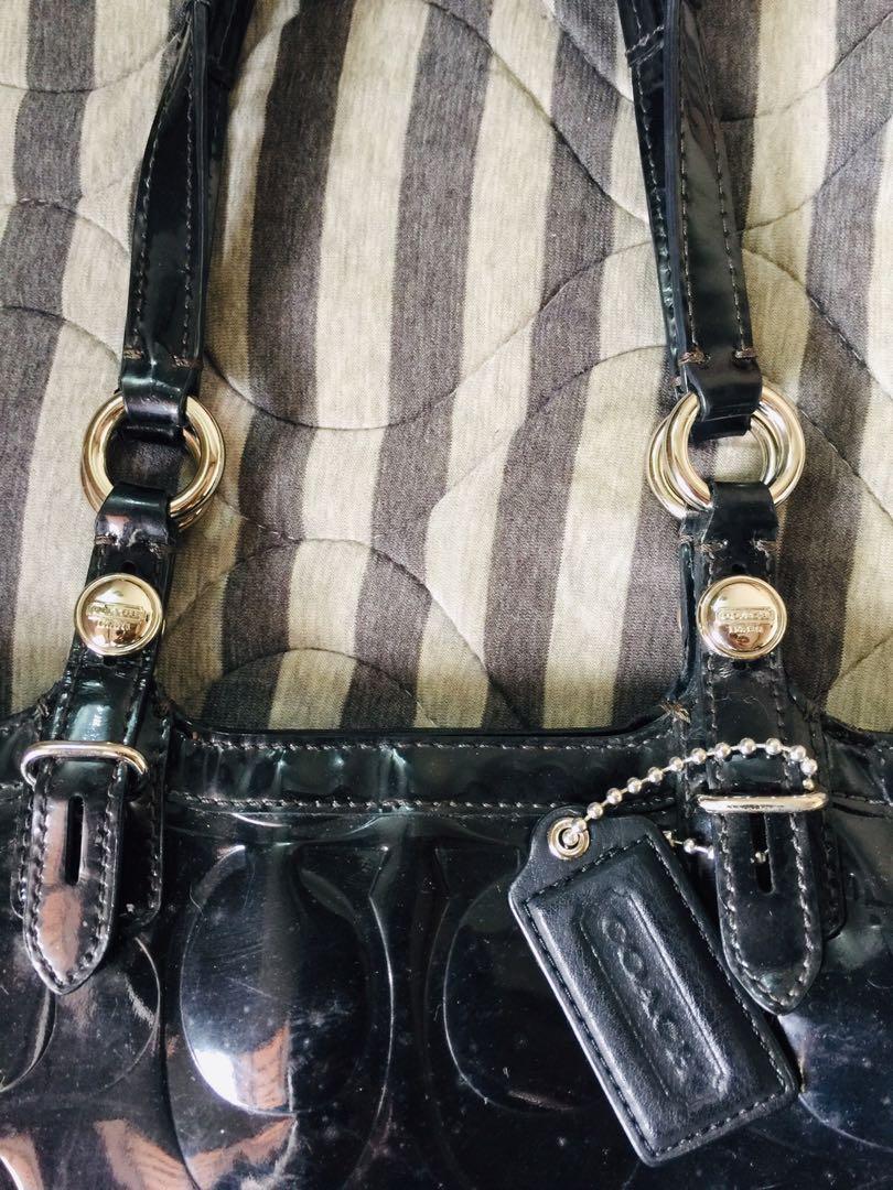 Shiny black coach purse online