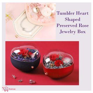 Preserved Flowers Rose Jewellery Box Heart Shape Jewelry Organiser Storage Velvet Tray 💖 Mother's Day Gift Birthday 🎁