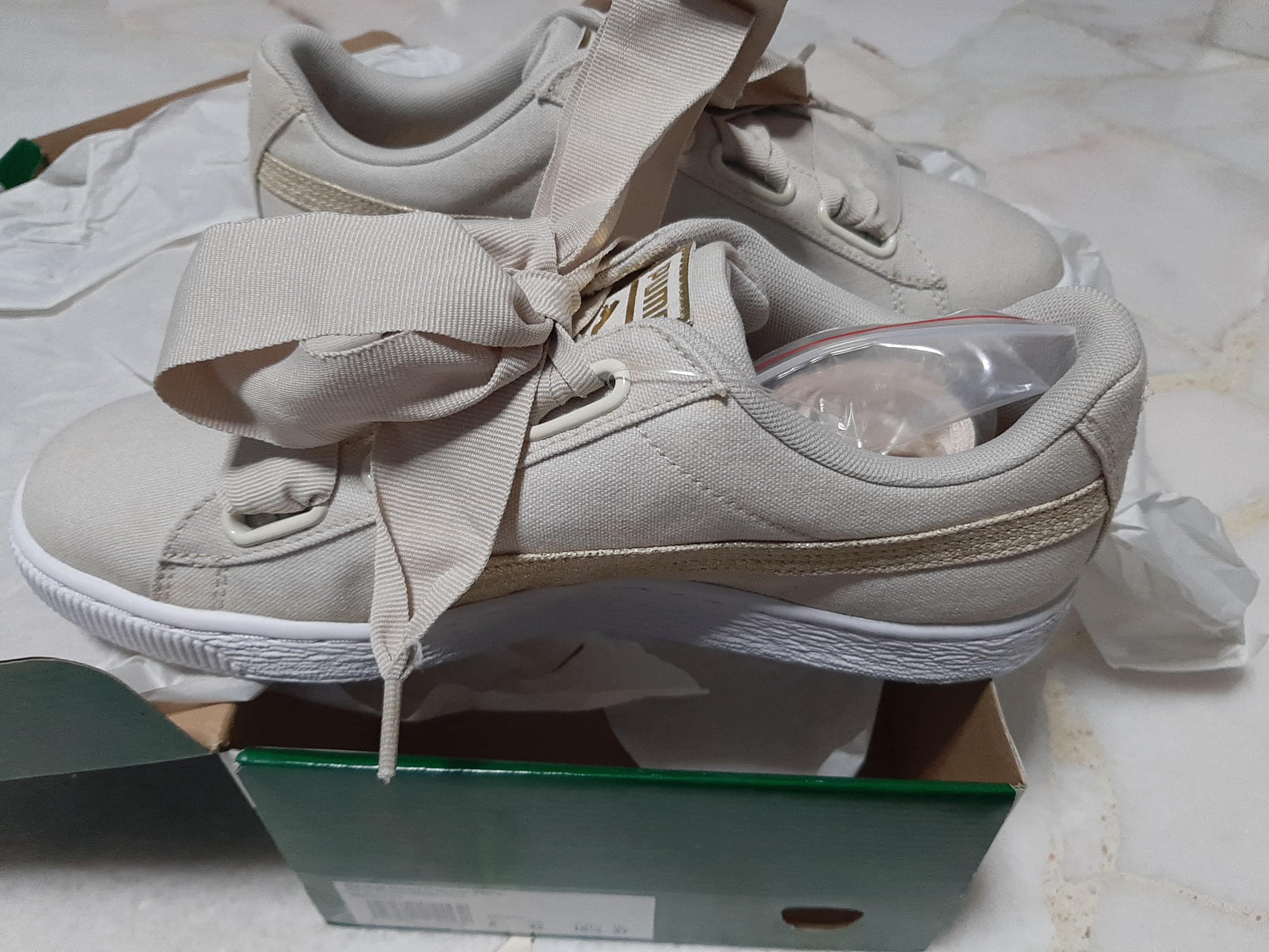 Puma Heart Canvas Birch Puma White Gold Women s Fashion