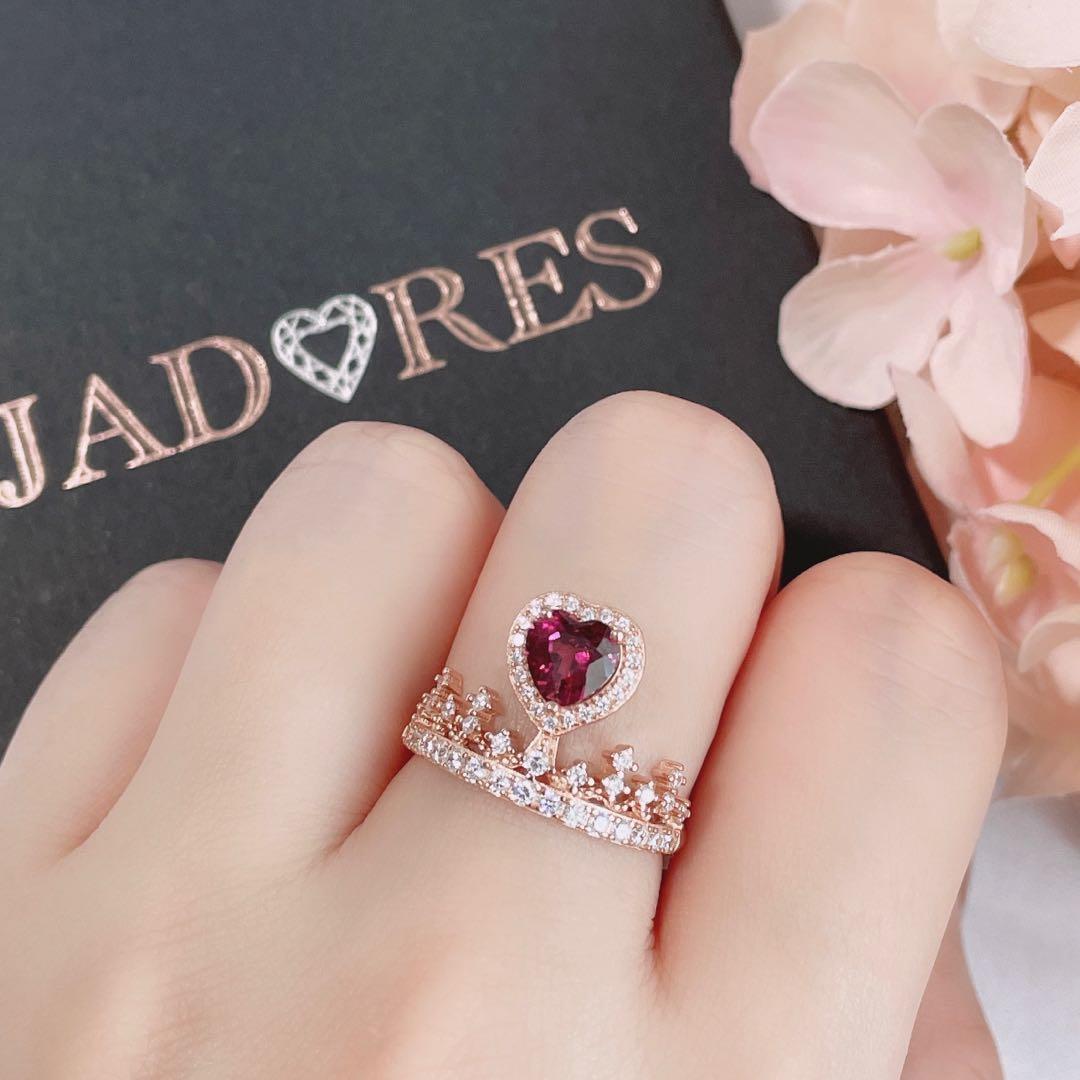 Rhodolite Heart Crown Ring Women s Fashion Jewelry Organisers