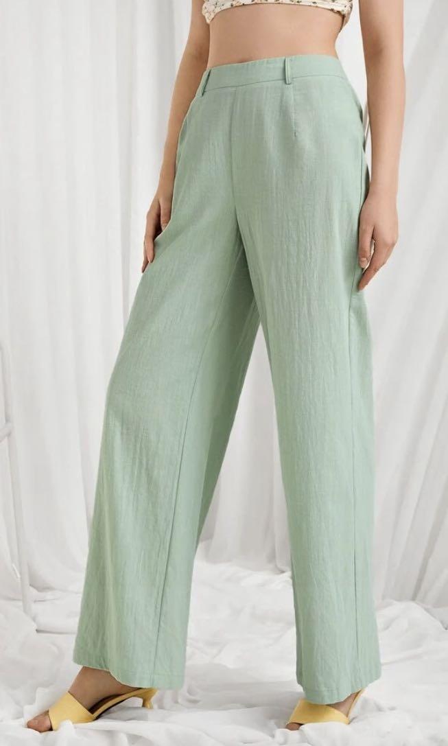sage green flowy pants