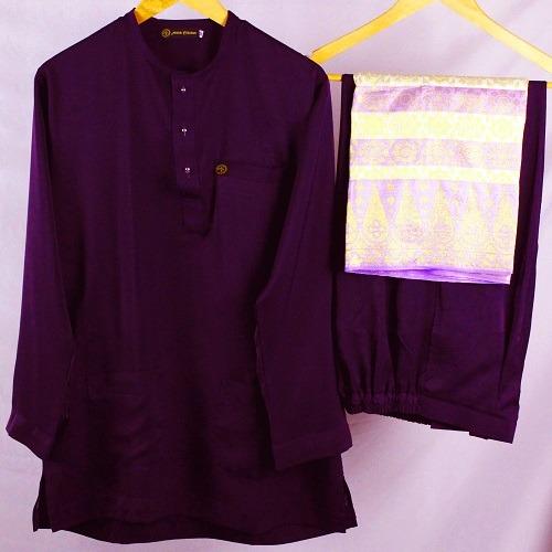 Saiz M Free Samping Set Baju Melayu Johor Warna Dark Purple Teluk Belanga Kain Royal King Men S Fashion Clothes Tops On Carousell