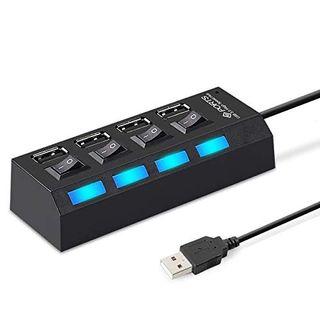 USB 2.0 Hub 4Ports HI-SPEED with Individual LED Lit Power Switches