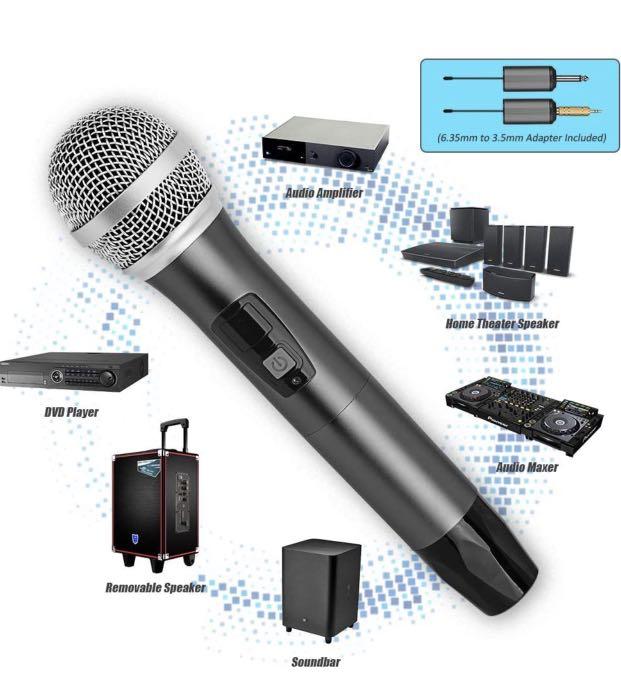 MicrocKing Wireless Microphone Wireless Microphone System Dynamic Handheld  Mic with Rechargeable Receiver for Conference Weddings Church Stage Party