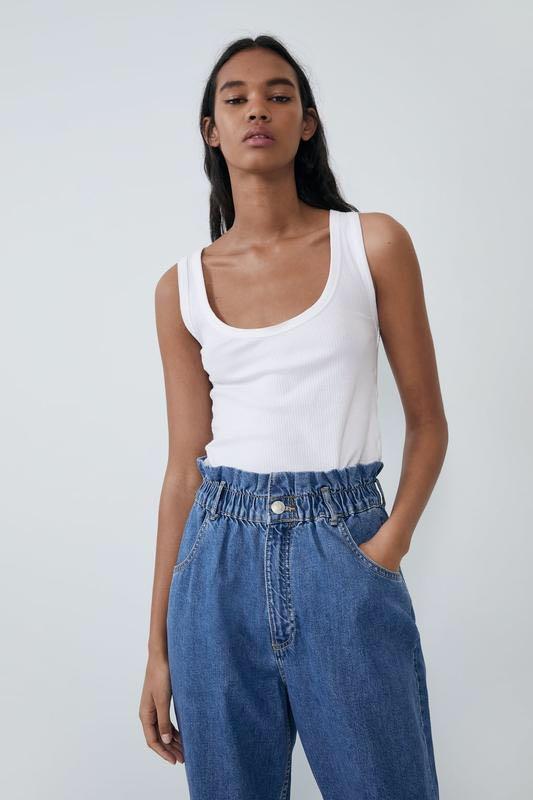 ZARA denim paperbag jeans, Women's Fashion, Bottoms, Jeans on Carousell