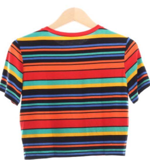 Zara Multicolor Striped T-Shirt, Fesyen 