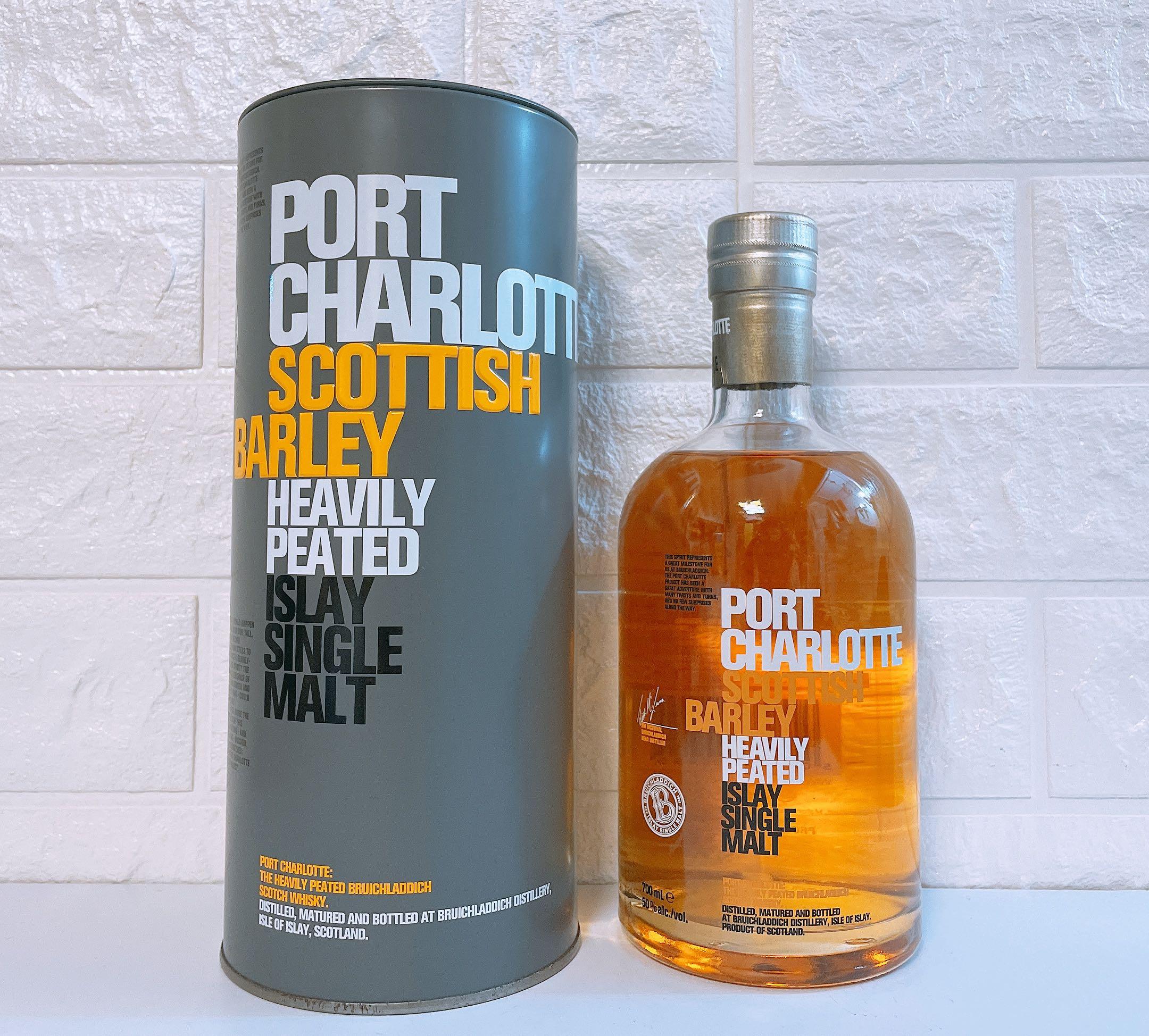 布萊迪波夏蘇格蘭單一純麥芽威士忌 Bruichladdich Port Charlotte Scottish Barley Single Malt Whisky 台版 嘢食 嘢飲 酒精飲料 Carousell