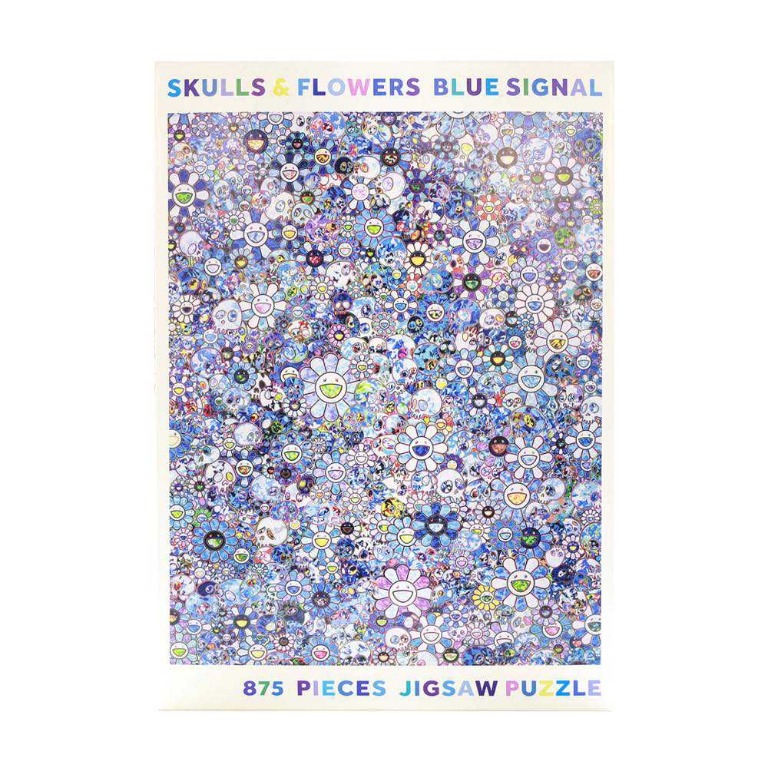 日本最級 ジクソーパズル 村上隆 SKULLS SIGNAL BLUE FLOWERS & パズル 