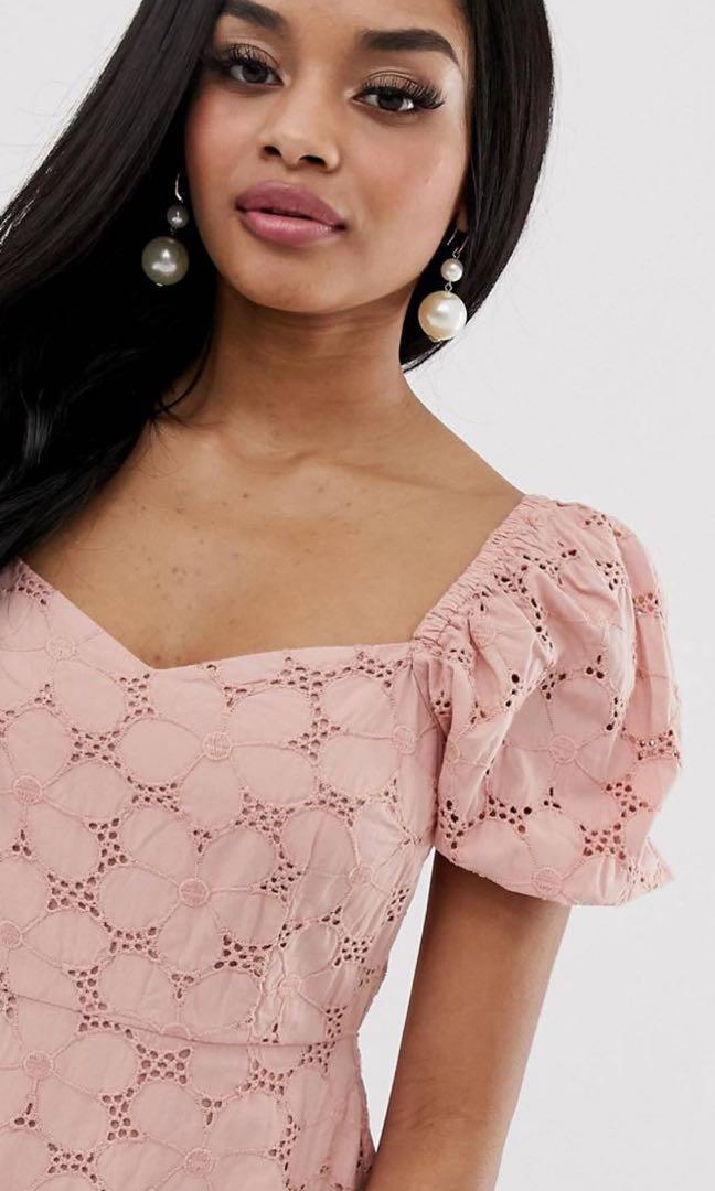 Asos design sweetheart broderie mini dress with elasticated waist best sale