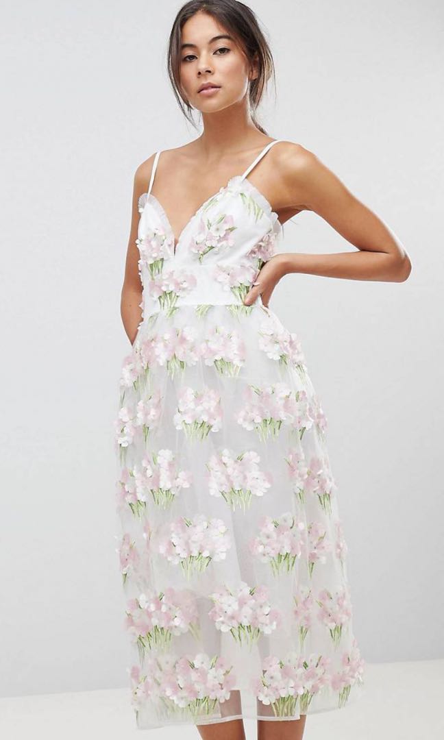 Asos edition 3d floral cami midi prom dress online