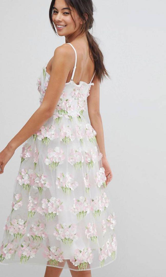 Asos edition 3d floral cami midi prom dress hotsell