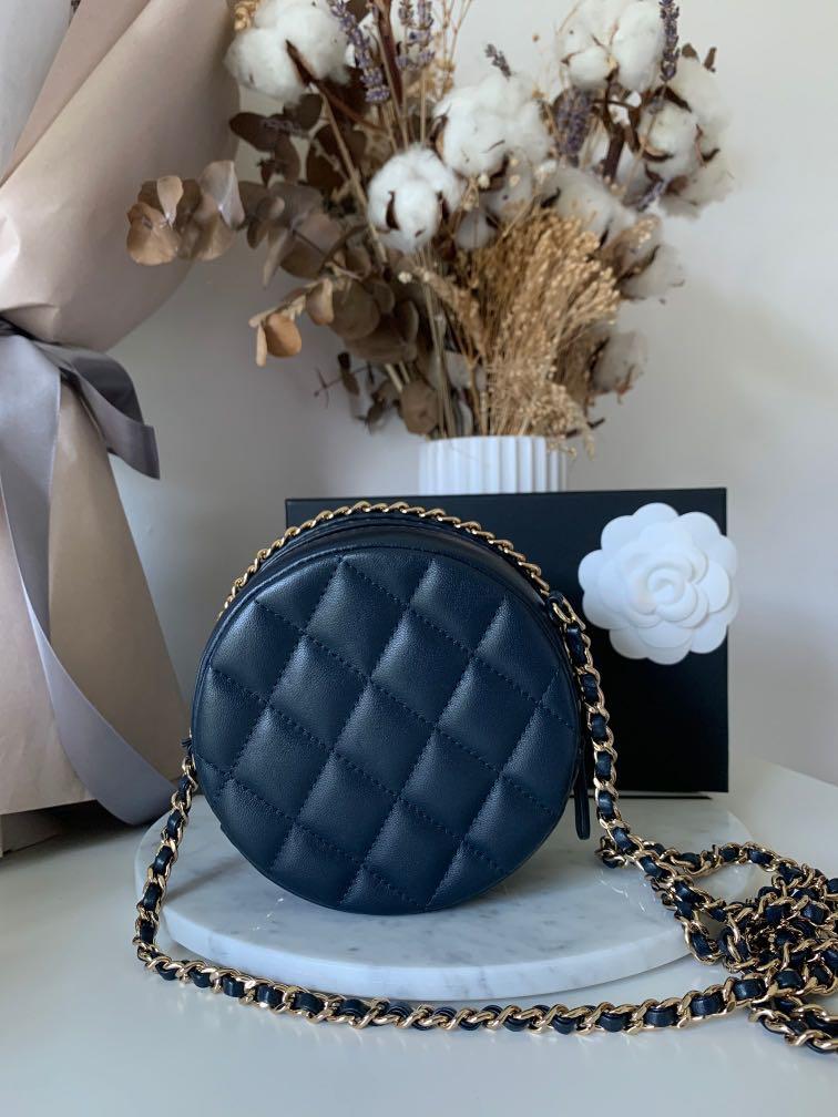 Authentic Chanel Round Clutch With Chain