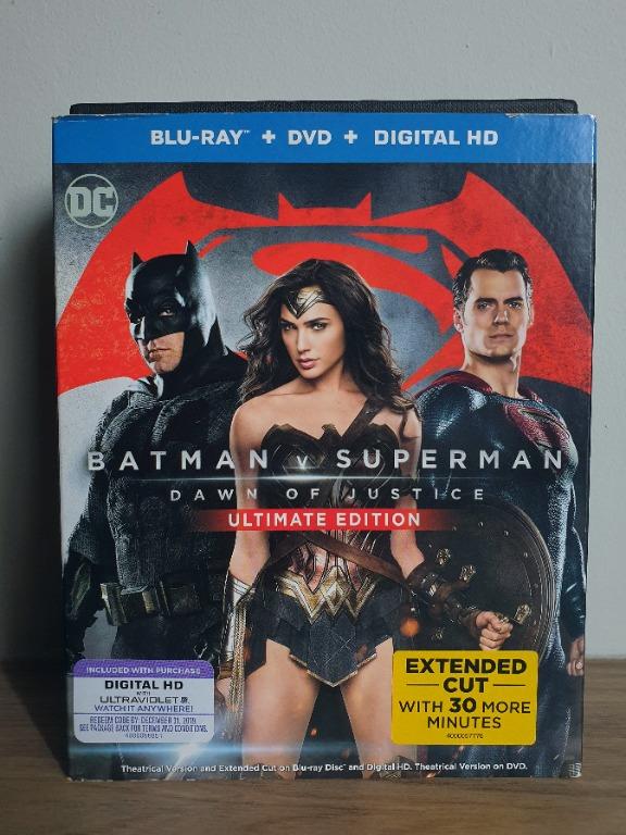 Bluray: Batman V Superman Dawn of Justice Ultimate Edition (3 Discs Set / 2  Blu Rays + DVD + Digital), Hobbies & Toys, Music & Media, CDs & DVDs on  Carousell