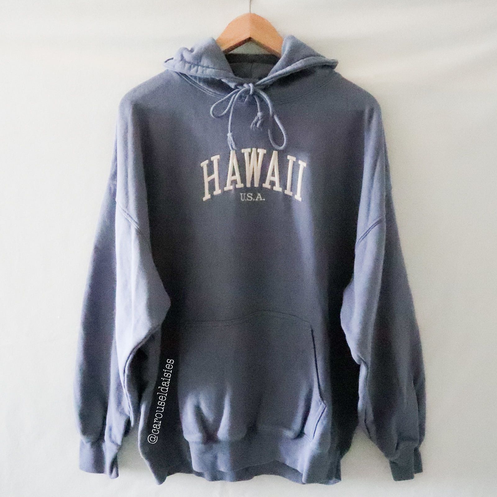 Brandy Melville Christy Hawaii Hoodie (Washed faded blue), Women's Fashion,  Tops, Other Tops on Carousell
