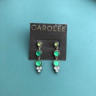 Carolee Aquamarine and Gold Dangling Earrings