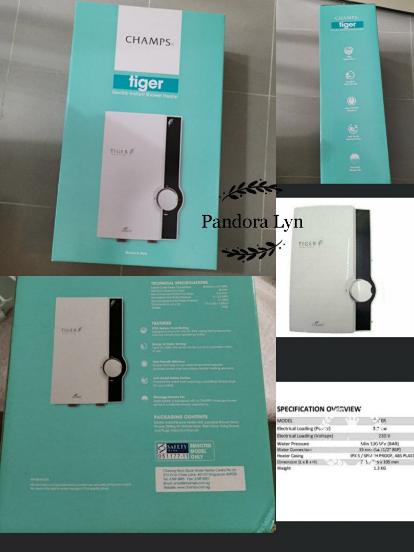 Champs electric hot water instant heater tiger, Furniture u0026 Home Living,  Bathroom u0026 Kitchen Fixtures on Carousell