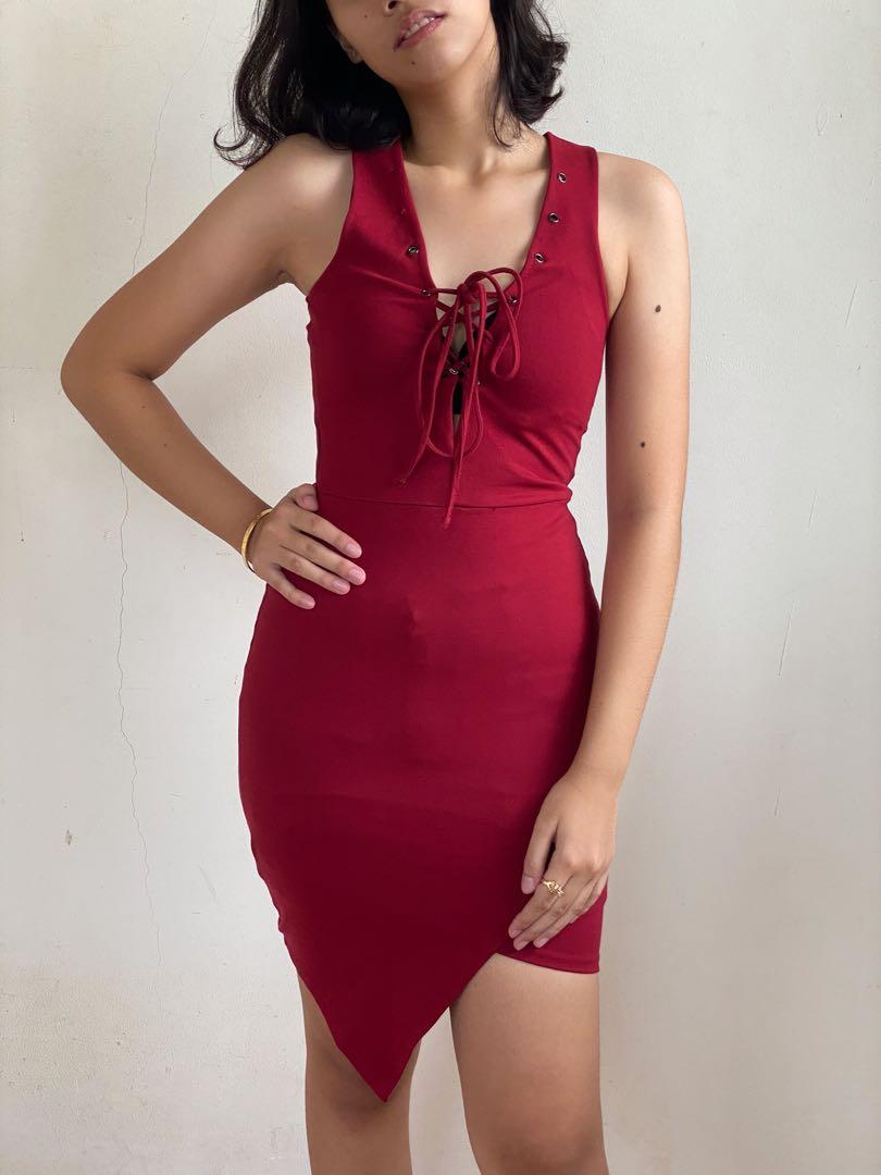 slim fit dress slacks Tight Red Sequins Short Party Dress with Lace Up Back  Dressesforparty