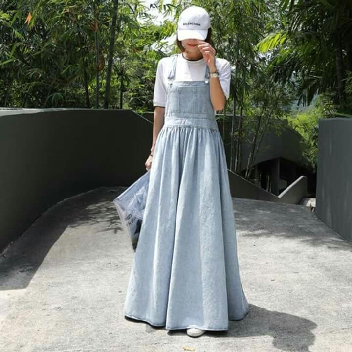 Ladies Denim Overall Maxi Dress