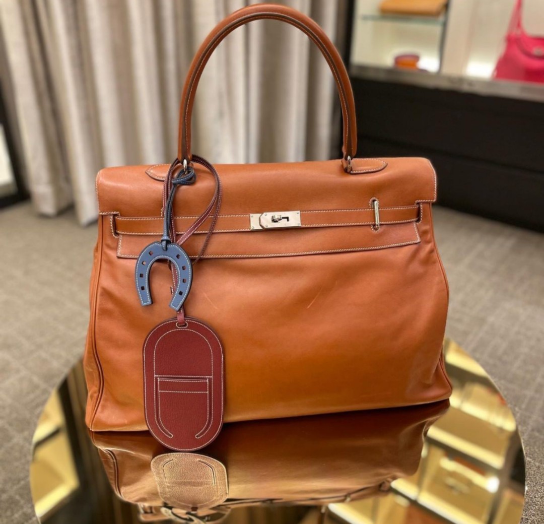 HERMES Kelly Relax 50 Pink Lilac Sikkim Calfskin Leather For Sale