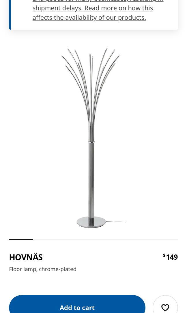 Hovnas ikea floor lamp chrome plated, Furniture & Home Living, Home