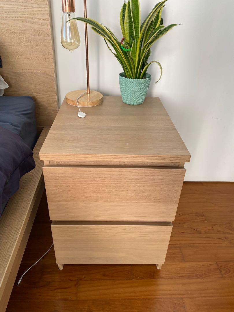 IKEA Malm Bedside Table, Furniture, Shelves & Drawers on Carousell