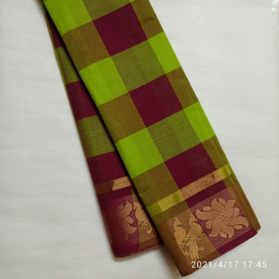 Sanskriti Vintage Green Sarees Blend Cotton Woven Chettinad/Kandangi S