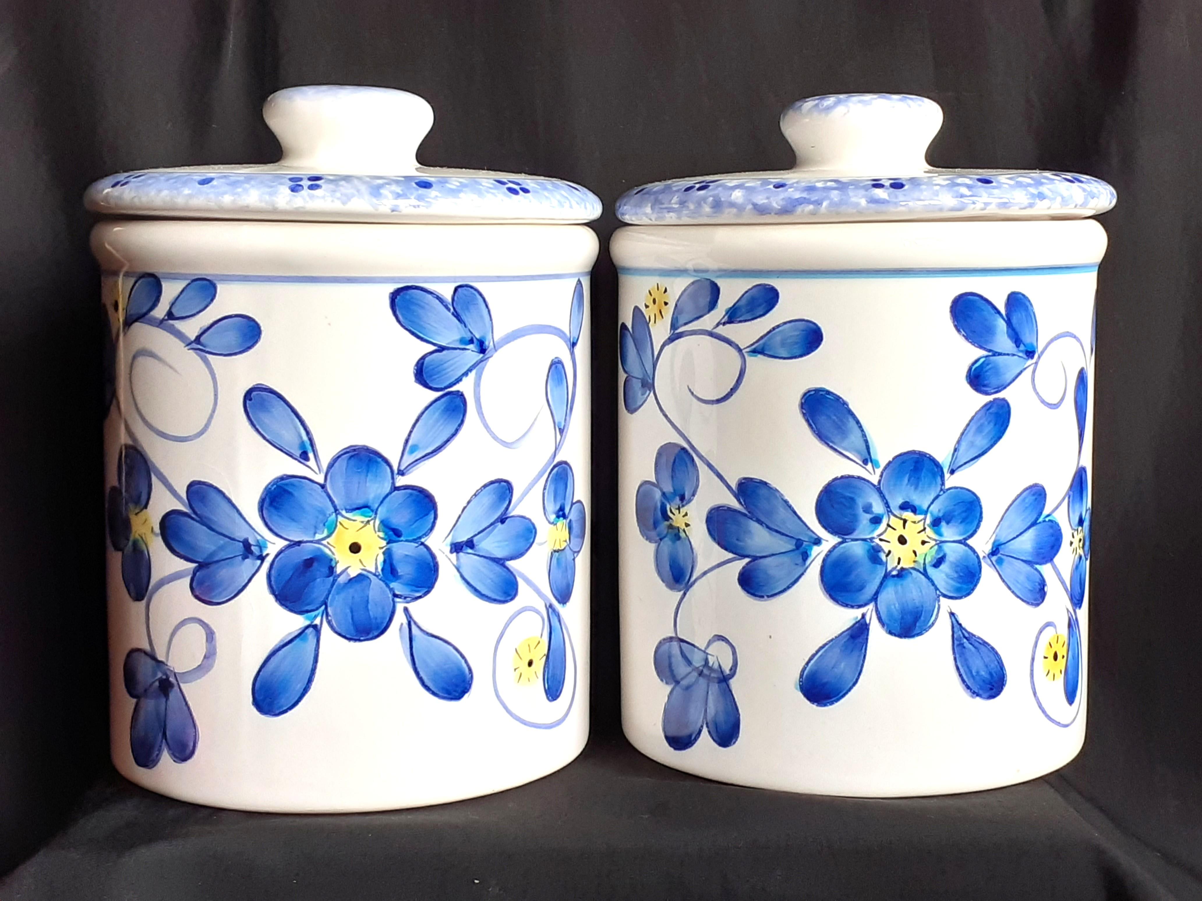 Kitchen canisters, ceramic, 1 pair, never used (Category: Food Organization & Storage) located in Muntinlupa City. Submitted by 25brent (Listing ID 1082295102, Image 2). Description: Never used, just kept in storage. With a shallow indentation on and near the rim of each, a factory defect. There is some crazing on the enamel glaze on a section of one canister. One of the lids is slightly chipped. P1,200 for the pair, excluding shipping cost. Paym