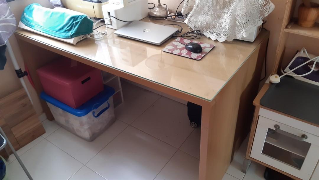 Large Wooden Study Table, Furniture & Home Living, Furniture, Tables ...