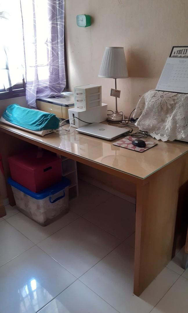 Large Wooden Study Table, Furniture & Home Living, Furniture, Tables ...