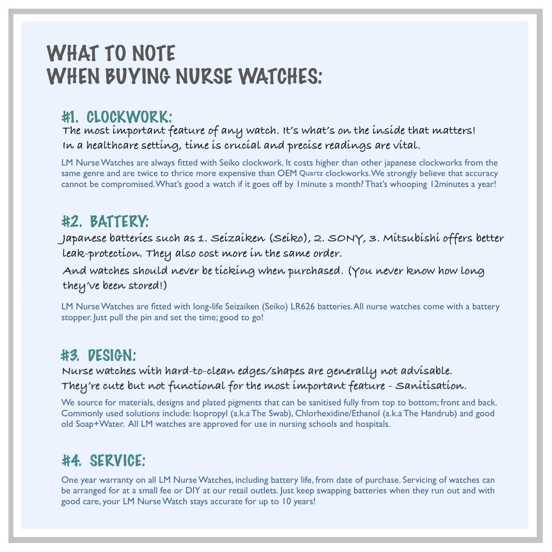 LM Nurse Watch Standard Metallic Series_ Seiko clockwork and battery