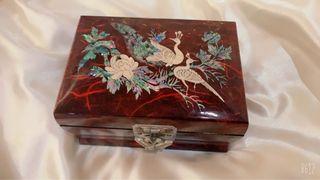 Mother of Pearl Music Box Jewelry Organizer Butterfly Lock Korean Handmade Vintage Antique Marbled Glossy