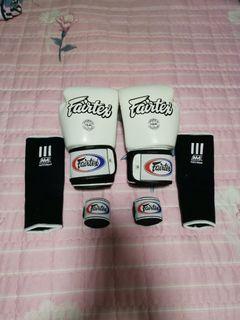 Muay Thai Gloves, hands wrap and ankle guard
