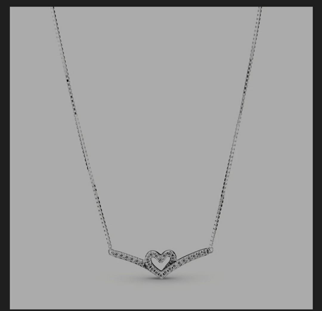 Pandora wishbone heart necklace, Women 