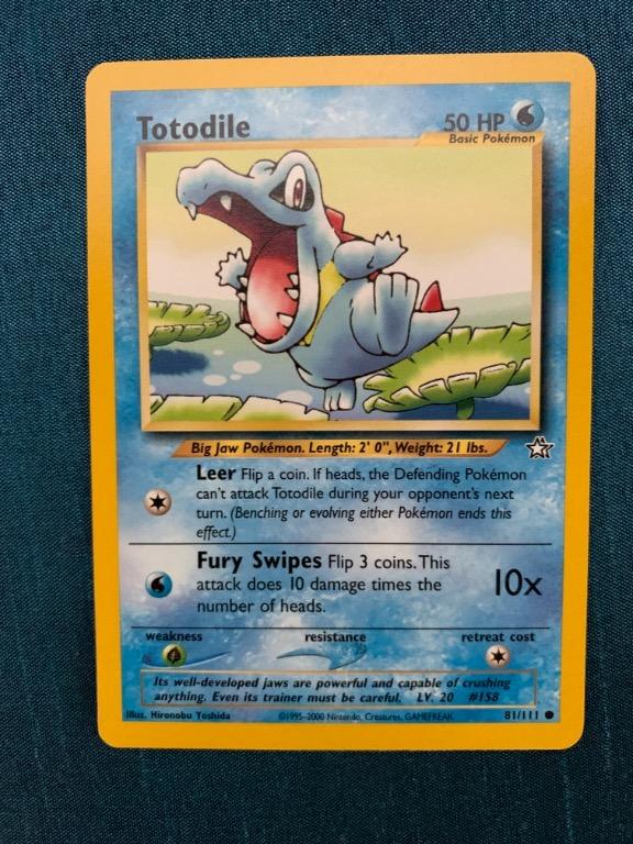 Pokemon Tcg Totodile Neo Genesis Series Excellent Near Mint Condition Hobbies Toys Toys Games On Carousell