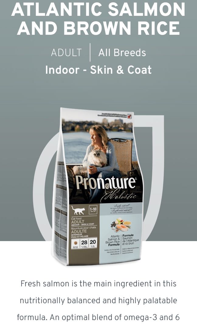 Pronature Holistic Adult Cat Food 2 72 Kg Atlantic Salmon And Brown Rice Pet Supplies Pet Food On Carousell