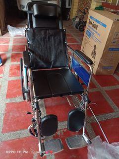 Reclining commode wheel chair