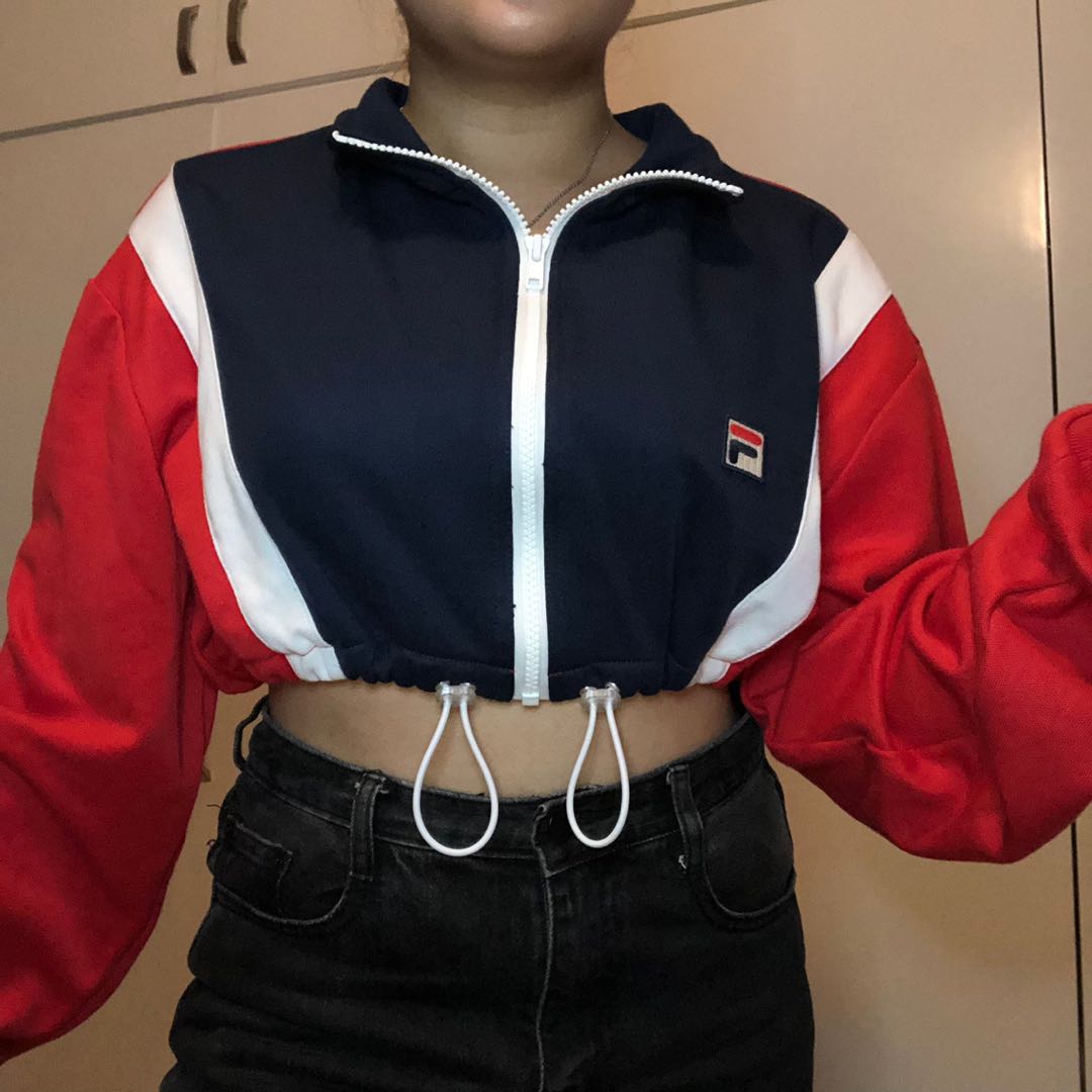 Reworked Fila Cinched Crop Jacket Women s Fashion Coats Jackets