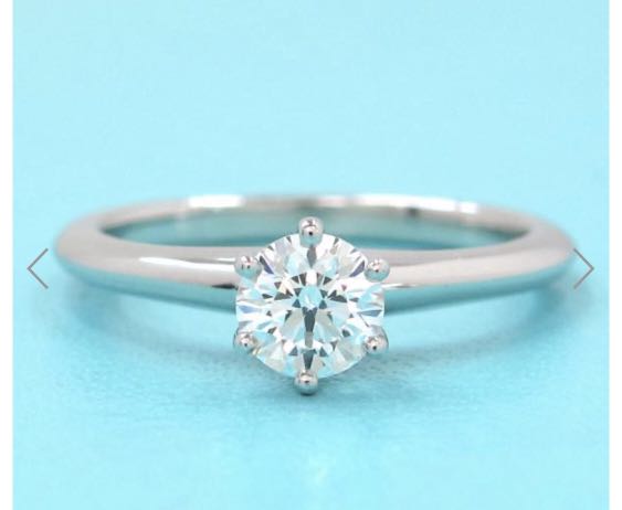 Tiffany PT 900 鉑金鑽石半卡0.50 ct 經典六爪鑲求婚鑽石戒指Diamond